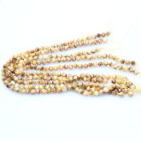 Contas de olho de tigre, Roda, polido, DIY & facetada, amarelo, 8mm, 46PCs/Strand, vendido por Strand