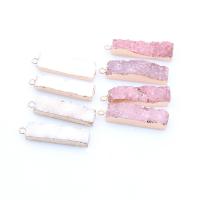 Pendentif en agate de quartz glacé, agate quartz de glace, avec alliage de zinc, rectangle, poli, DIY, plus de couleurs à choisir, 45x10mm, Vendu par PC