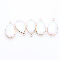 Edelsteen Hangers Sieraden, Sea Opal, met Zinc Alloy, Traan, gold plated, DIY, wit, 30x16mm, Verkocht door PC