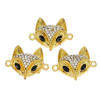 Zink Alloy Connector, Fox, guldfärg pläterade, med strass, 24x30x6mm, Ca 100/Bag, Säljs av Bag