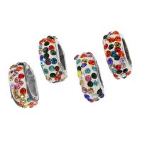 Zinc Alloy stort hul vulst, Runde, forgyldt, med rhinestone, 18x5x7mm, Ca. 100pc'er/Bag, Solgt af Bag