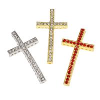 Zink Alloy Connector, Cross, plated, med strass, fler färger för val, 48x24x4mm, Ca 100PC/Bag, Säljs av Bag