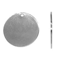 Rustfrit stål Tag Charm, Stainless Steel, Runde, sølvfarvet forgyldt, andre effekter, 25x25x1mm, Ca. 100pc'er/Bag, Solgt af Bag