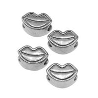 Roestvrijstaal Grote Gat Kralen, Roestvrij staal, Lip, silver plated, andere effecten, 10x13x8mm, Ca 100pC's/Bag, Verkocht door Bag