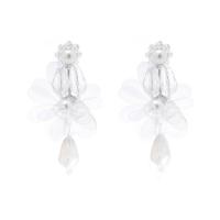 Boucles d'oreilles cristal, avec perle de plastique, fleur, bijoux de mode & styles différents pour le choix & pour femme, cristal, 68.50mm, Vendu par paire