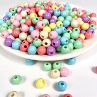 Opaque Acrylic Beads Round injection moulding DIY mixed colors Sold By Bag