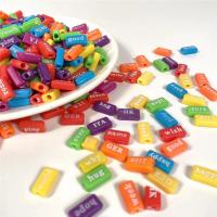 Plastic Kralen, Rechthoek, moffelen vernis, DIY, gemengde kleuren, 5x8x15mm, 500G/Bag, Verkocht door Bag