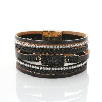 Wrap Bracelet Zinc Alloy with PU Leather fashion jewelry & for woman & with rhinestone nickel lead & cadmium free Sold By Strand