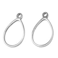 Rustfrit stål smykker Vedhæng, Stainless Steel, Teardrop, sølvfarvet forgyldt, 21x13x1mm, Ca. 100pc'er/Bag, Solgt af Bag