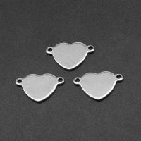 Stainless Steel Connector Heart silver color plated Approx Sold By Bag