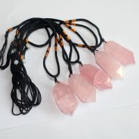 Naturlig Quartz Vedhæng, Rose Quartz, poleret, flerfarvede, 35x18mm, Solgt af PC