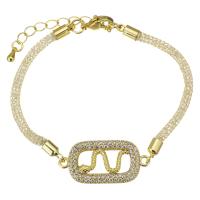 Cilindrata Zircone Bracciale in ottone micro pavimenta, with 2 inch extender chain, placcato color oro, Micro spianare cubic zirconia, 31x14.5mm,3mm, Venduto per Appross. 7 pollice filo