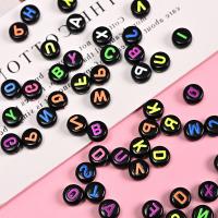 Alphabet Acryl Perlen, rund, Spritzlackierung, DIY, schwarz, 4x7mm, 3820PCs/Tasche, verkauft von Tasche