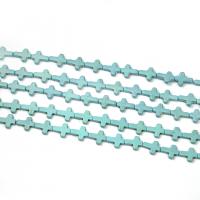 Turquoise Beads Cross polished DIY turquoise blue Sold By Strand