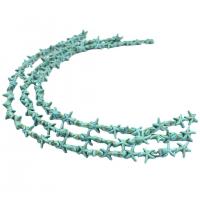 Tyrkysové korálky, Syntetický Turquoise, Hvězdice, lesklý, DIY, tyrkysově modré, 14x5mm, 37PC/Strand, Prodáno By Strand