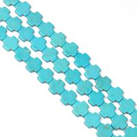 Perles turquoises, turquoise synthétique, croix, poli, DIY, bleu turquoise, 21x5mm, 19PC/brin, Vendu par brin