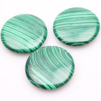 Drahokam Kabošony, Syntetický + Malachite, Flat Round, lesklý, DIY, zelený, 10x40mm, Prodáno By PC