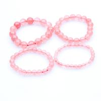 Braccialetti in cristallo naturale, quarzo ciliegia, Cerchio, lucido, formato differente per scelta & per la donna, rosa, Venduto da filo