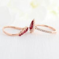 Kubisk Zircon Mässing Finger Ring, plated, 2 stycken & mode smycken & olika storlek för val & micro bana cubic zirconia & för kvinna, röd, nickel, bly och kadmium gratis, Säljs av PC