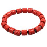 Fashion Cinnabar náramek, Rumělka, Vytesaný, červeno-hnědá, 9x13mm, 12PC/Strand, Prodáno By Strand