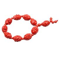 Cinnaber armband fashion, Cinnabar, Gesneden, roodbruine, 14x20mm, 9pC's/Strand, Verkocht door Strand