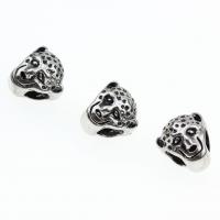 Acero inoxidable Beads gran agujero, Leopardo, Ungir, 11x11mm, Vendido por UD