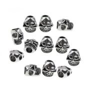 Acero inoxidable Beads gran agujero, Calavera, ennegrezca, 13x10mm, Vendido por UD