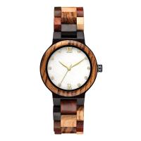 Femmes montre-bracelet, Bois de santal, avec coquille & verre, acier inoxydable fermoir bande de montre, pour femme & lumineux & avec strass, plus de couleurs à choisir, 35*11mm,203mm, Vendu par PC