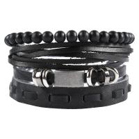 Pulsera Wrap, aleación de zinc, con Cuero de PU, chapado, Ajustable & Joyería & para hombre, libre de níquel, plomo & cadmio, 45mm, Vendido por Sarta