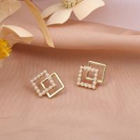 Zinklegering oorknoppen, Zinc Alloy, met Plastic Pearl, plated, mode sieraden & voor vrouw, 15x20mm, Verkocht door pair