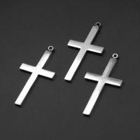 Roestvrij staal Cross Hangers, Oversteken, silver plated, 32x18x1mm, Verkocht door PC