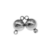 RVS magnetische sluiting, Roestvrij staal, Ronde, silver plated, 12x8x8mm, Verkocht door PC