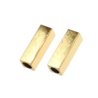 Koperen pijp Beads, Messing, Rechthoek, gold plated, 10x5x5mm, Verkocht door PC