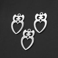 Roestvrij staal Animal Hangers, Uil, silver plated, 26x16x1mm, Verkocht door PC