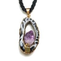 Ciondolo Druzy agata naturale, ametista, with agate, lucido, nessuno, 30mm, Venduto da filo