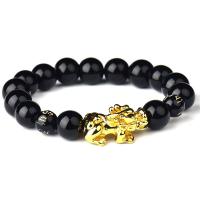 Bracelets en Agate Noir, noire, 10mm, 50PC/sac, Vendu par sac