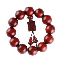 Poignet Mala, Pterocarpus Santalinus, poli, brun rougeâtre, 15mm, 15PC/brin, Vendu par brin