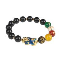 Gemstone Bracciali, Obsidian, lucido, colori misti, 10mm, 10Strandstrefolo/borsa, Venduto da borsa