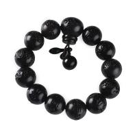 relâmpago Jujuba pulseira, esculpidas, jóias budista, preto, 10mm, 14PCs/Strand, vendido por Strand