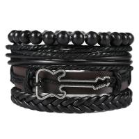 PU Cord Armband, armband, med Zink Alloy, plated, 4 stycken & mode smycken & Unisex, 6CM,17-18CM,8-9CM, Säljs av Strand