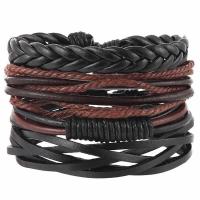 PU Cord Armbånd, med Zinc Alloy, forgyldt, mode smykker & flerlags & Unisex, 35mm, Solgt af Strand