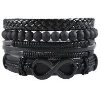 PU cavo bracciali, with lega in zinco, placcato, 4 pezzi & gioielli di moda & stili diversi per la scelta & per l'uomo, nessuno, 40mm, Venduto da filo