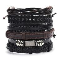 PU cavo bracciali, Bracciale, with lega in zinco, placcato, 6 pezzi & gioielli di moda & unisex, 80mm, Venduto da filo