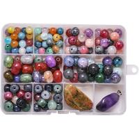 Runde Crystal Beads, Krystal, poleret, du kan DIY & 10 celler, 130x100x20mm, Solgt af Box