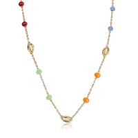 Collier bijoux de mode, Alliage d'aluminium, avec Des billes de verre, Placage de couleur d'or, pour femme, plus de couleurs à choisir, protéger l'environnement, sans nickel, plomb et cadmium, Vendu par 30 pouce brin