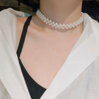 Moda choker ogrlica, Cink Alloy, s Plastična Pearl, pozlaćen, modni nakit & za žene, nikal, olovo i kadmij besplatno, Dužina 19.4 inčni, Prodano By PC