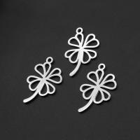 Roestvrij stalen sieraden Hangers, Roestvrij staal, Four Leaf Clover, silver plated, 29x18x1mm, Verkocht door PC