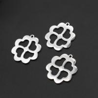 Roestvrij stalen sieraden Hangers, Roestvrij staal, Four Leaf Clover, silver plated, 26x25x1mm, Verkocht door PC