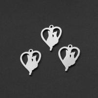 Acciaio inossidabile Cuore Ciondoli, acciaio inox, placcato color argento, 16x13x1mm, Venduto da PC