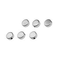 Perline in acciaio inox, Cerchio, placcato color argento, 6x6x3mm, Venduto da PC